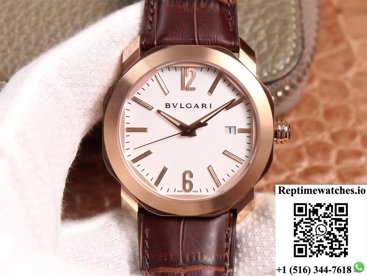 Bvlgari Octo Bv Factory White Dial-Rep Time Watches