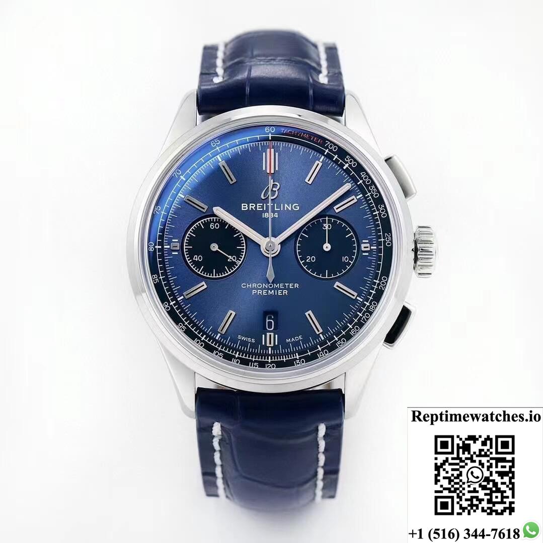 Breitling Premier B01 Chronograph Ab0118221C1A1 Gf Factory V2 Blue Dial-Rep Time Watches