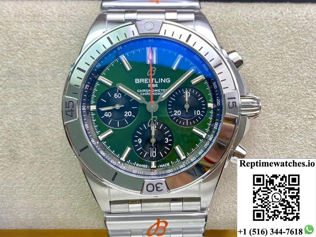 Breitling Chronomat Ab01343A1L1A1 Gf Factory Green Dial-Rep Time Watches