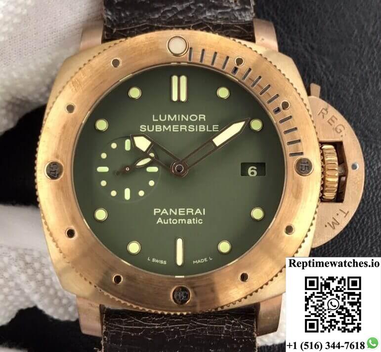 Panerai Luminor Submersible 1950 Bronzo Pam382 Vs Factory V2 Green Dial-Rep Time Watches