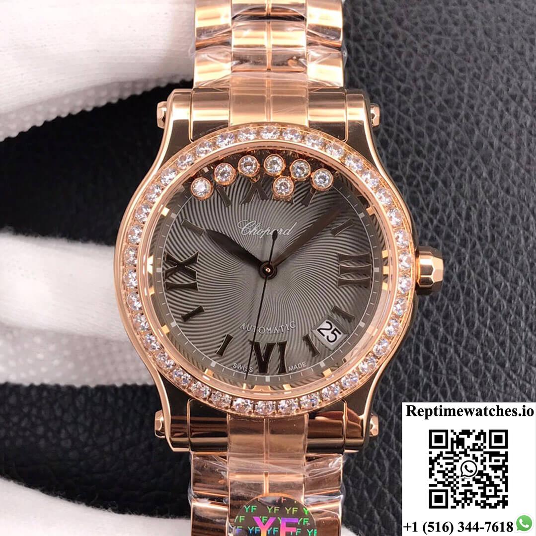 Chopard Happy Diamonds 274808-5015 Yf Factory Rose Gold Dark Gray Dial-Rep Time Watches