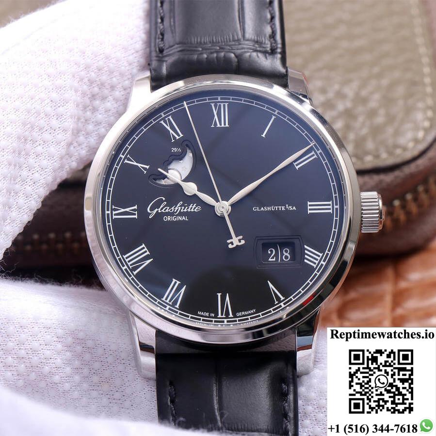 Glashutte Senator Excellence Large Calendar Moon Phase 1-36-04 V9 Factory Blue Dial-Rep Time Watches