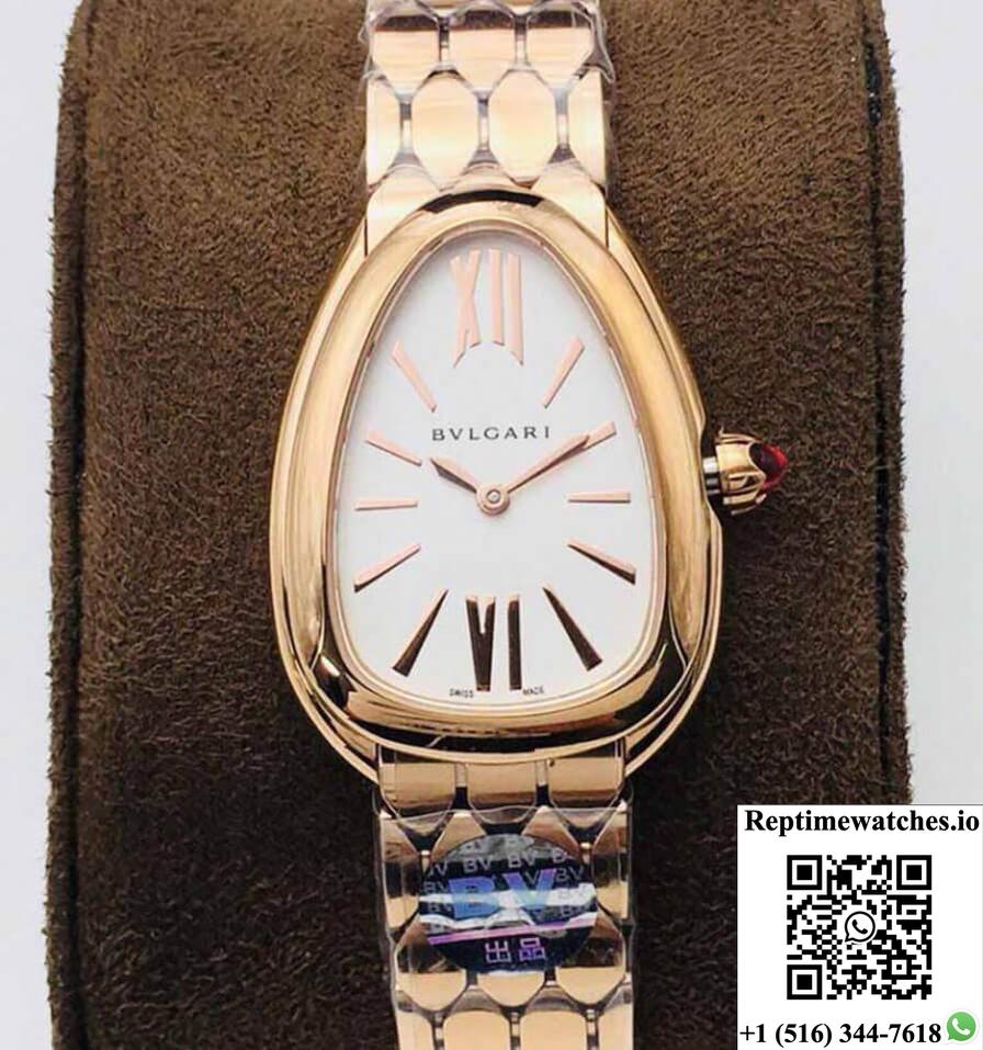 Bvlgari Serpenti 103145 Bv Factory Rose Gold White Dial-Rep Time Watches