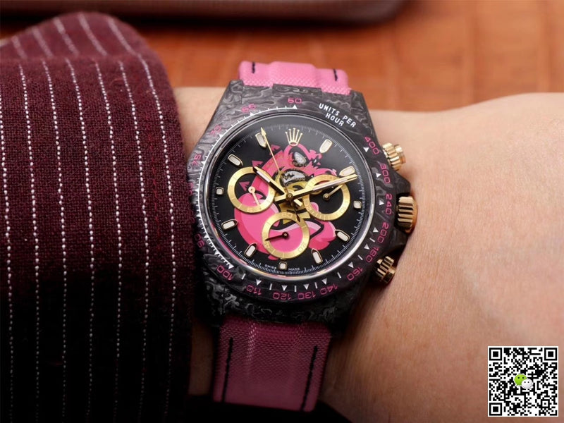 Rolex Daytona Cosmos Chronograph Carbon Fiber Edition Pink Exploded Dragon Dial
