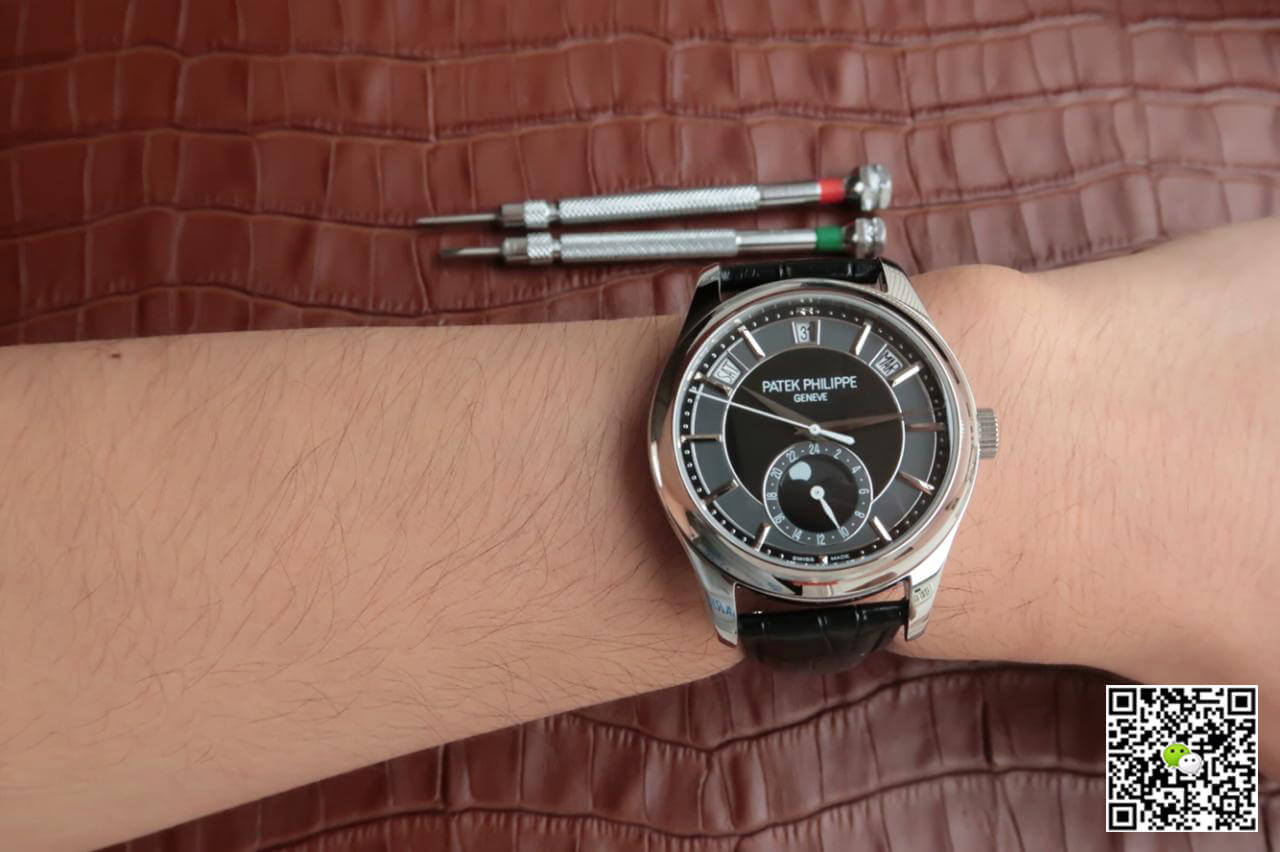 Patek Philippe Annual Calendar 5205R-001 KM Factory Black Dial Cowhide Strap