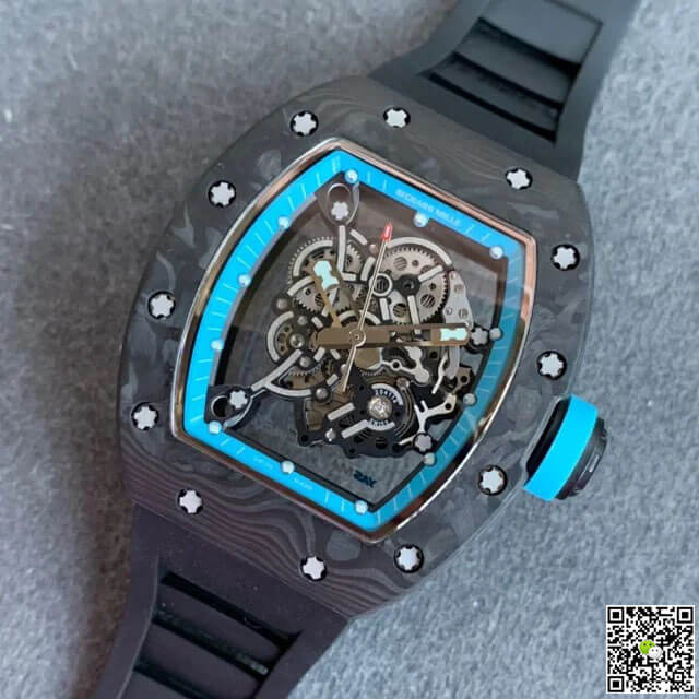 Richard Mille RM055 KV Factory V2 Carbon Fiber Black Rubber Strap