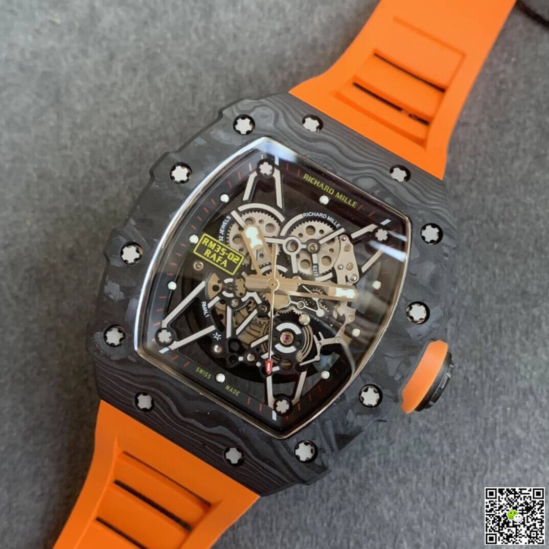 Richard Mille RM35-02 KV Factory V3 Carbon Fiber Orange Strap