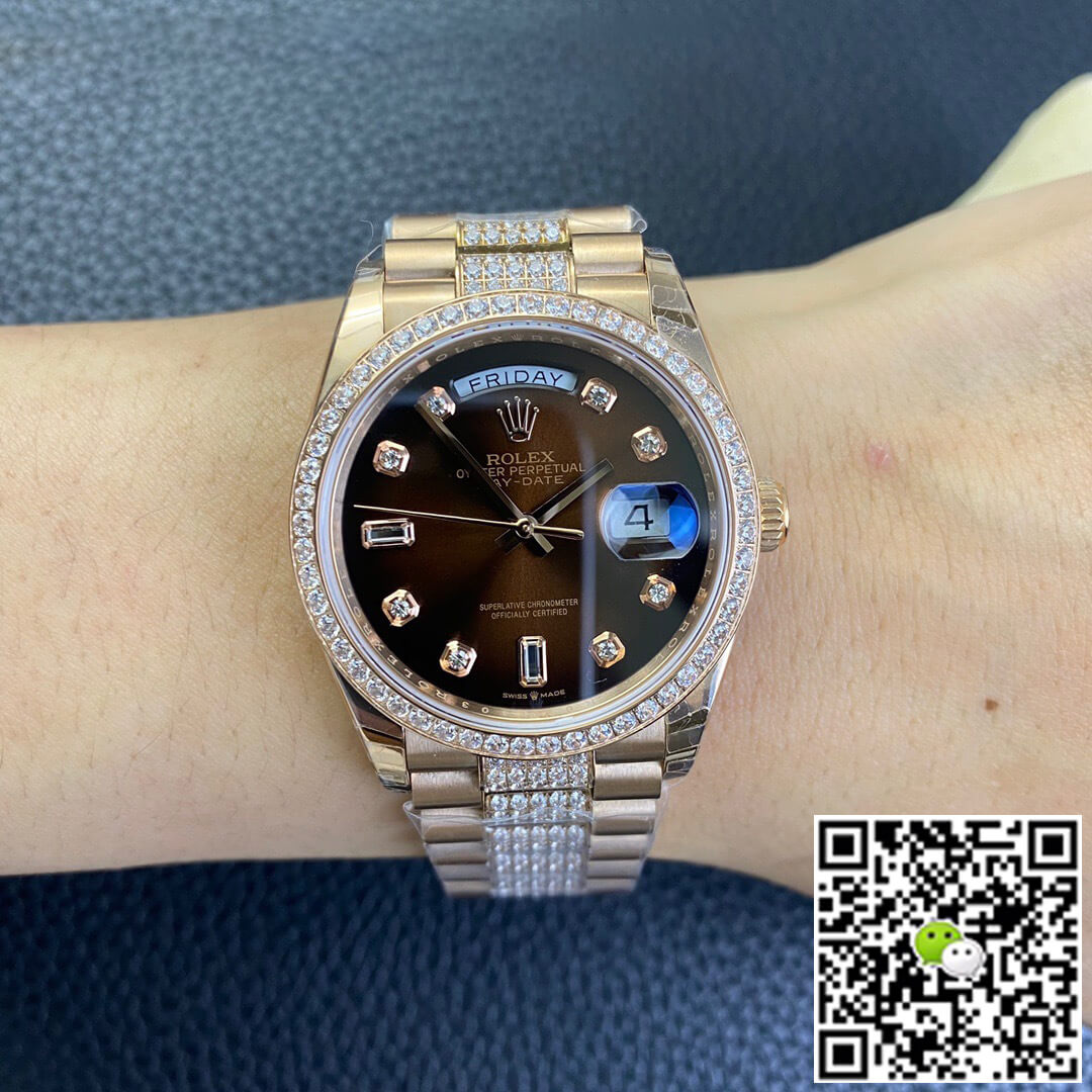 Rolex Day Date M128345rbr-0041 EW Factory Diamond Strap