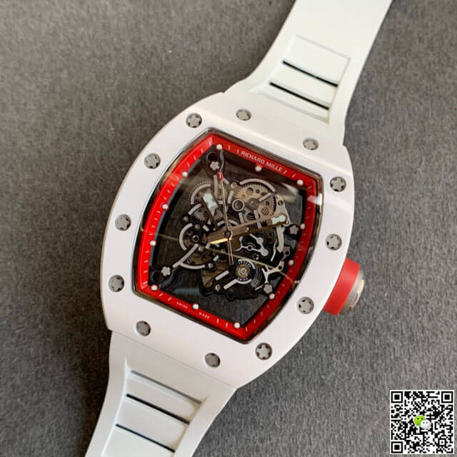 Richard Mille RM055 KV Factory V2 White Ceramic Case Rubber Strap