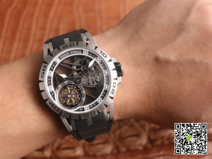 Roger Dubuis Excalibur Spidr RDDBEX0479 JB Factory Tourbillon Skeleton Dial Black Strap