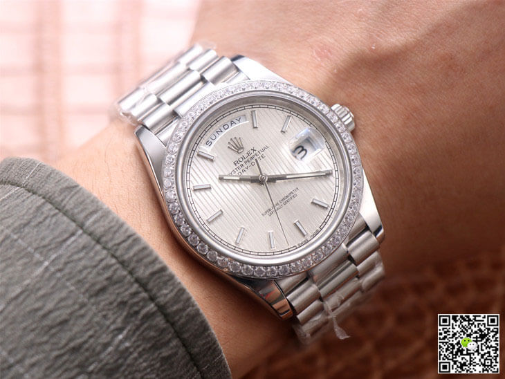 Rolex Day-Date M228349RBR-0007 EW Factory Silver Dial