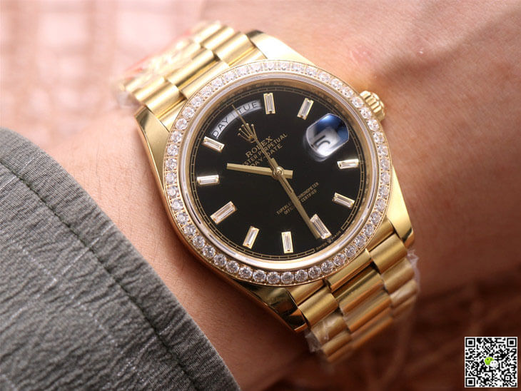 Rolex Day-Date M228348RBR-0001 EW Factory Yellow Gold Black Dial