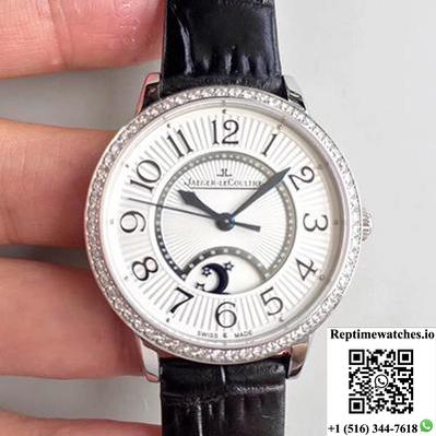 Jaeger-Lecoultre Rendez-Vous 3612420 Black Leather Strap White Dial-Rep Time Watches