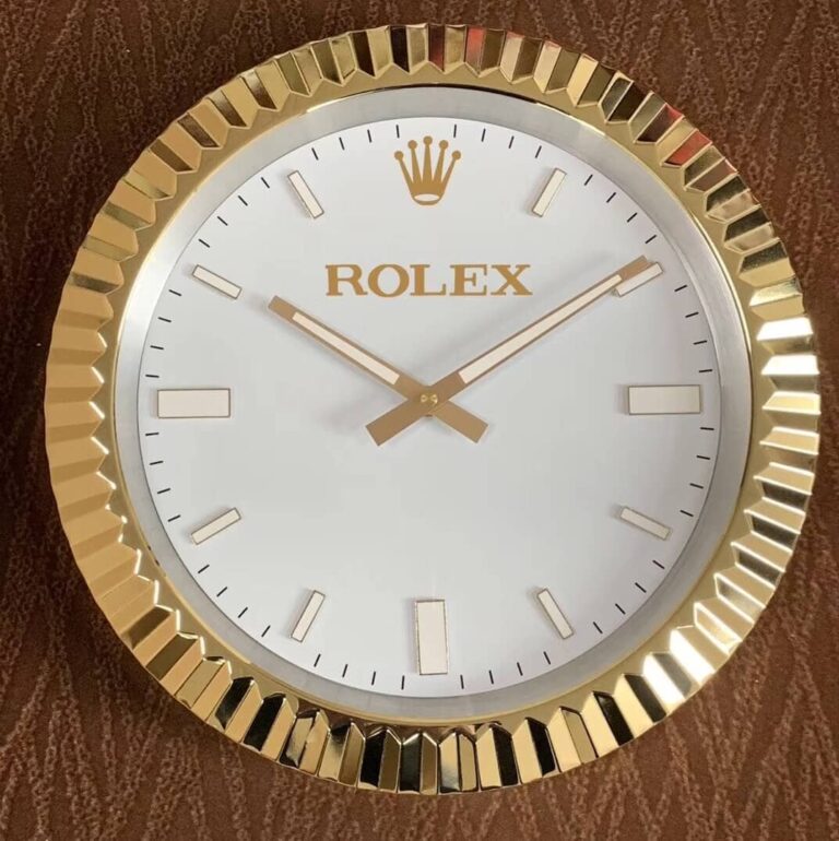 ROLEX WALL CLOCK – WIMBLEDON OYSTER DATEJUST – RL68 – GOLD EDITION – 35 CM METAL TIMEPIECE