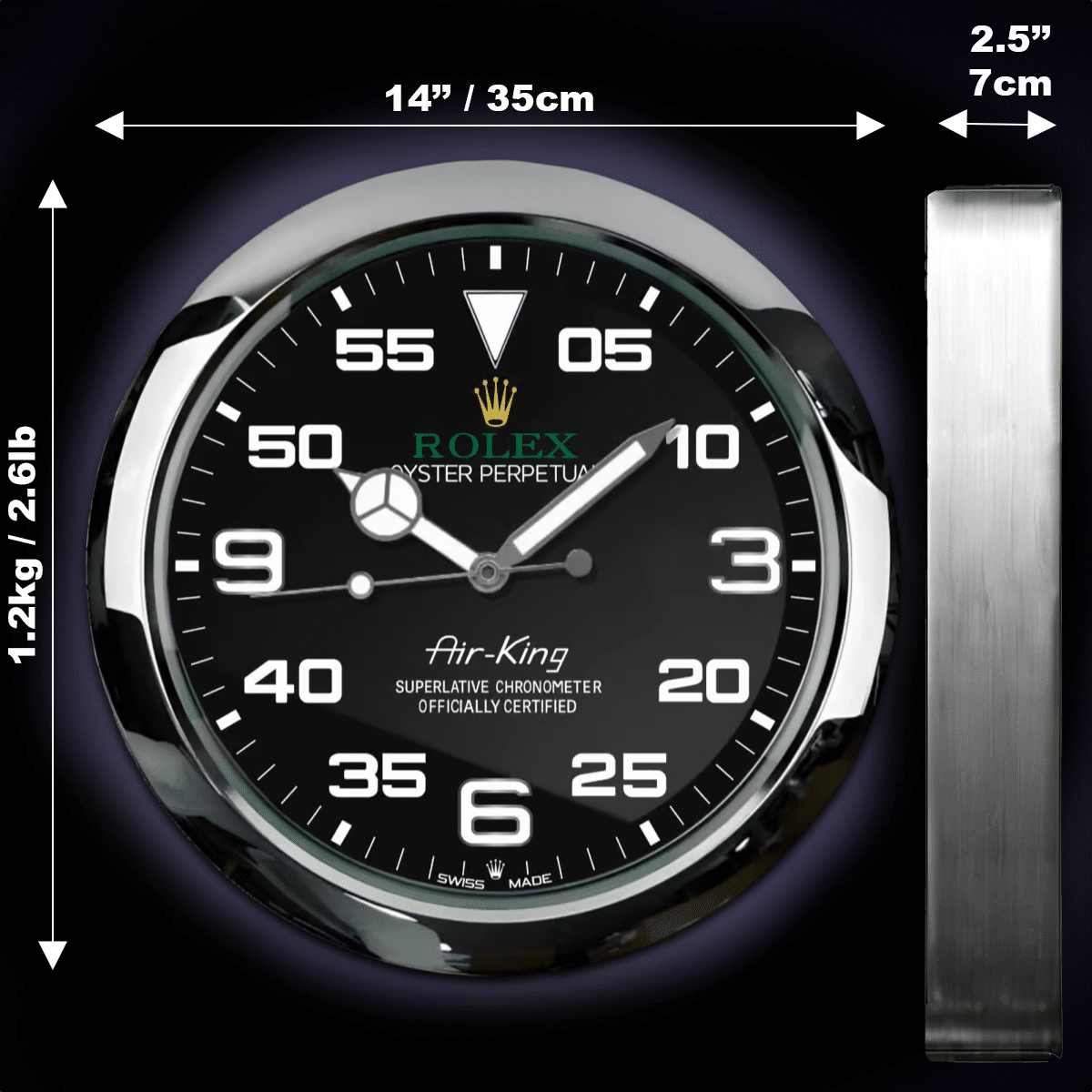 OYSTER PERPETUAL – AIR KING EDITION 35 CM METAL WALL CLOCK