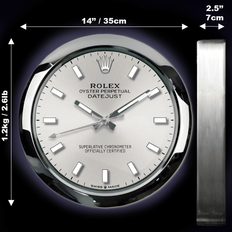 OYSTER PERPETUAL – ‘ARGENTÉ’ EDITION 35 CM DELUXE METAL WALL CLOCK