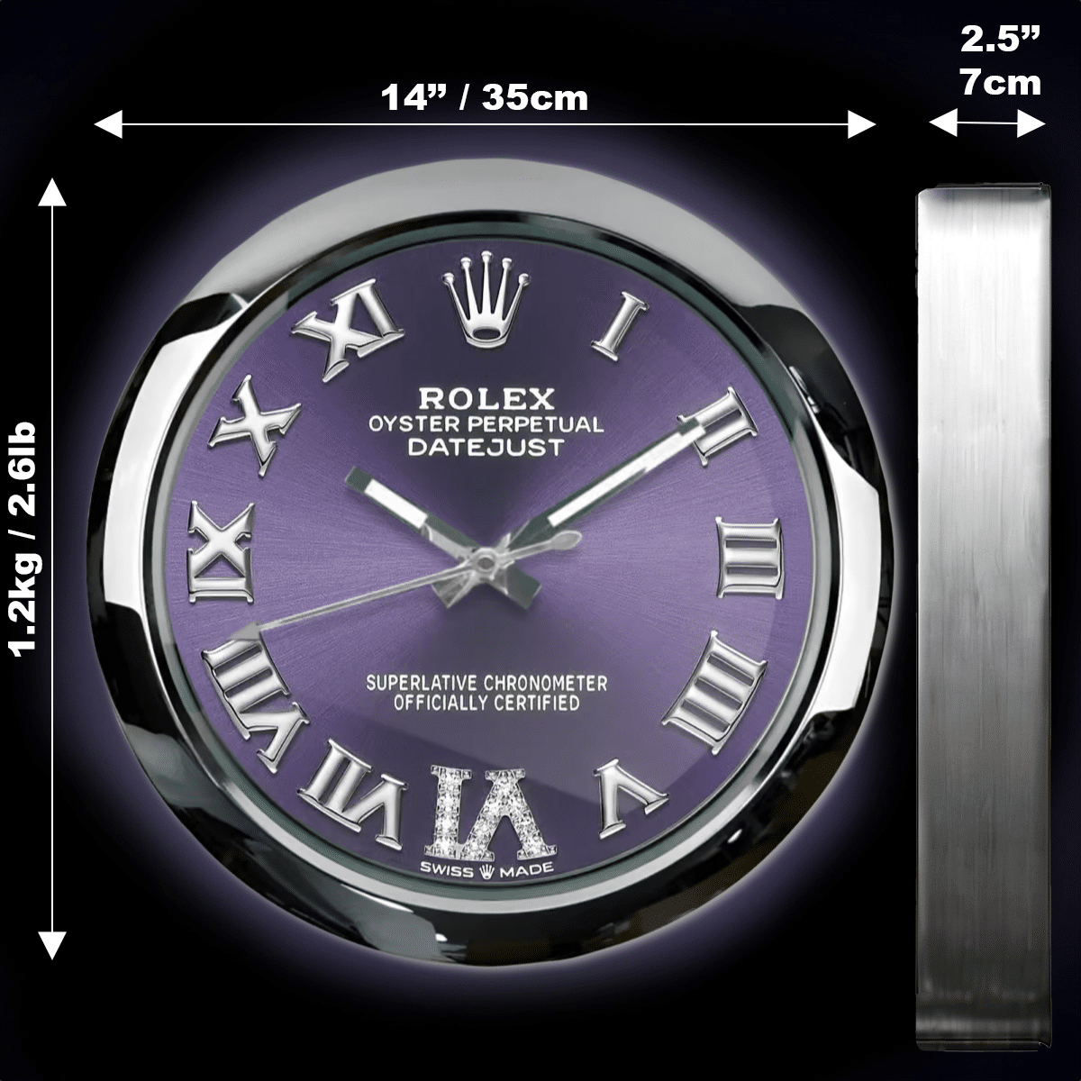 OYSTER PERPETUAL – PURPLE EDITION 35 CM DELUXE METAL WALL CLOCK
