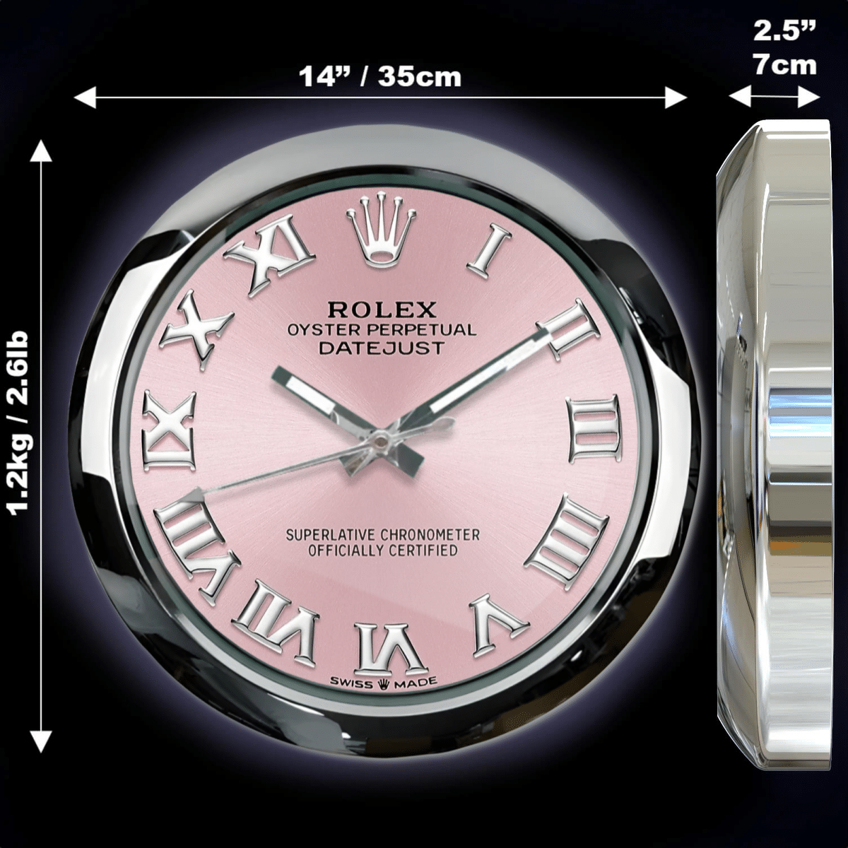 OYSTER PERPETUAL – PINK EDITION 35 CM METAL WALL CLOCK