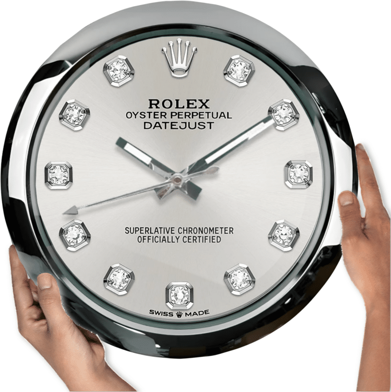 OYSTER PERPETUAL GREY DIAMOND EDITION 35 CM DELUXE METAL WALL CLOCK