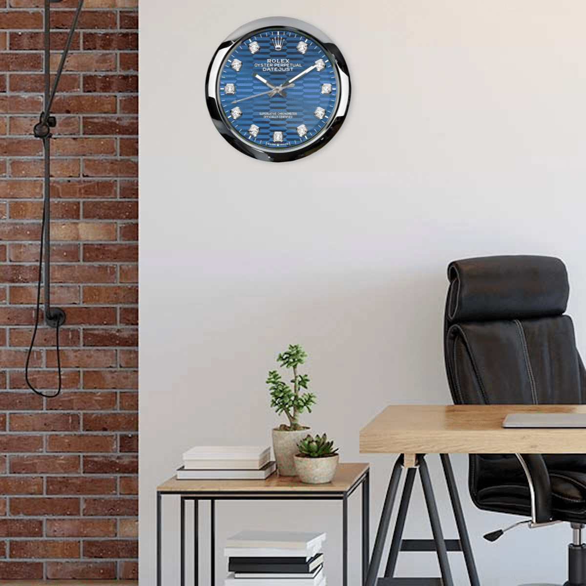 OYSTER PERPETUAL – BLUE DIAMOND EDITION 35 CM DELUXE METAL WALL CLOCK