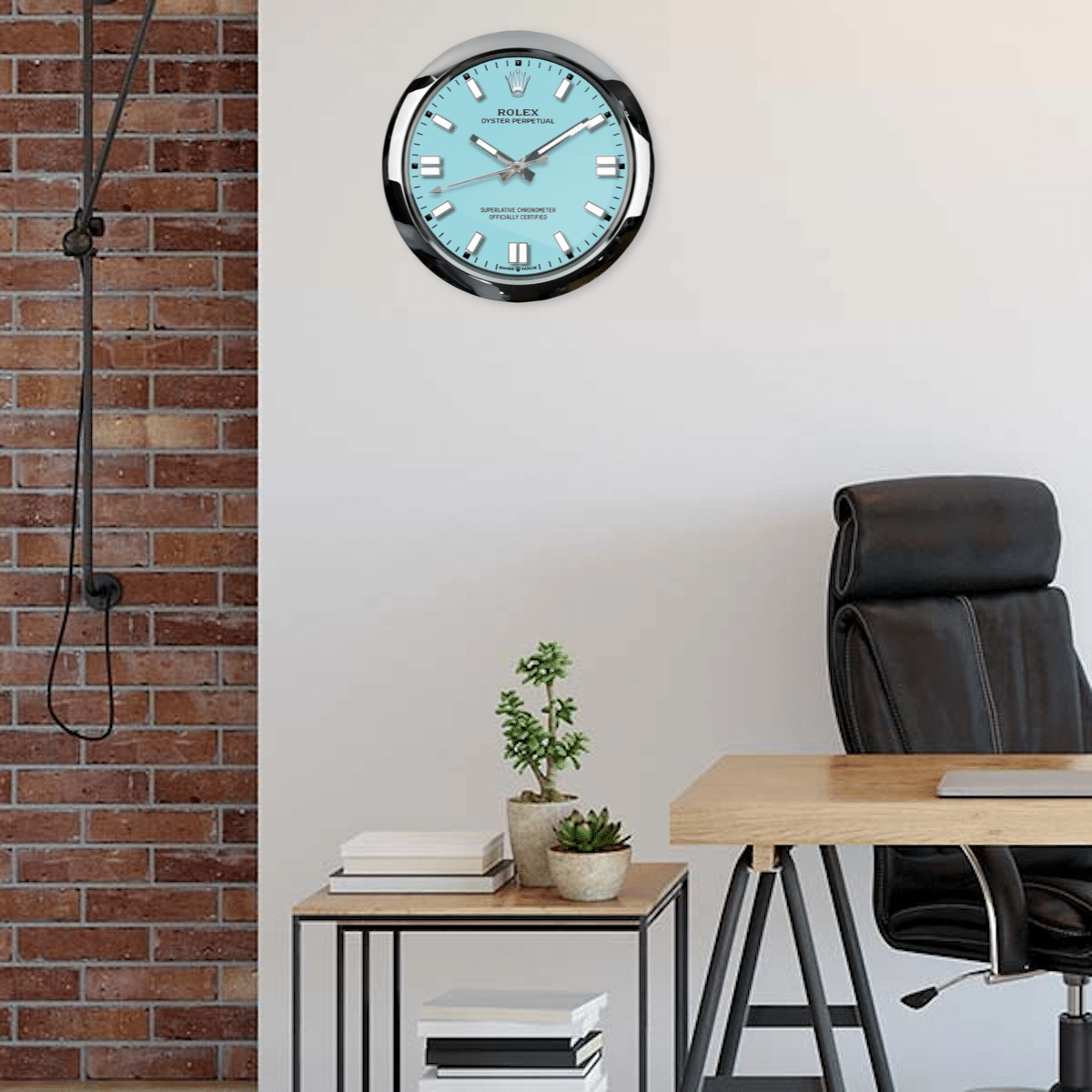 OYSTER PERPETUAL – TURQUOISE EDITION 35 CM DELUXE METAL WALL CLOCK