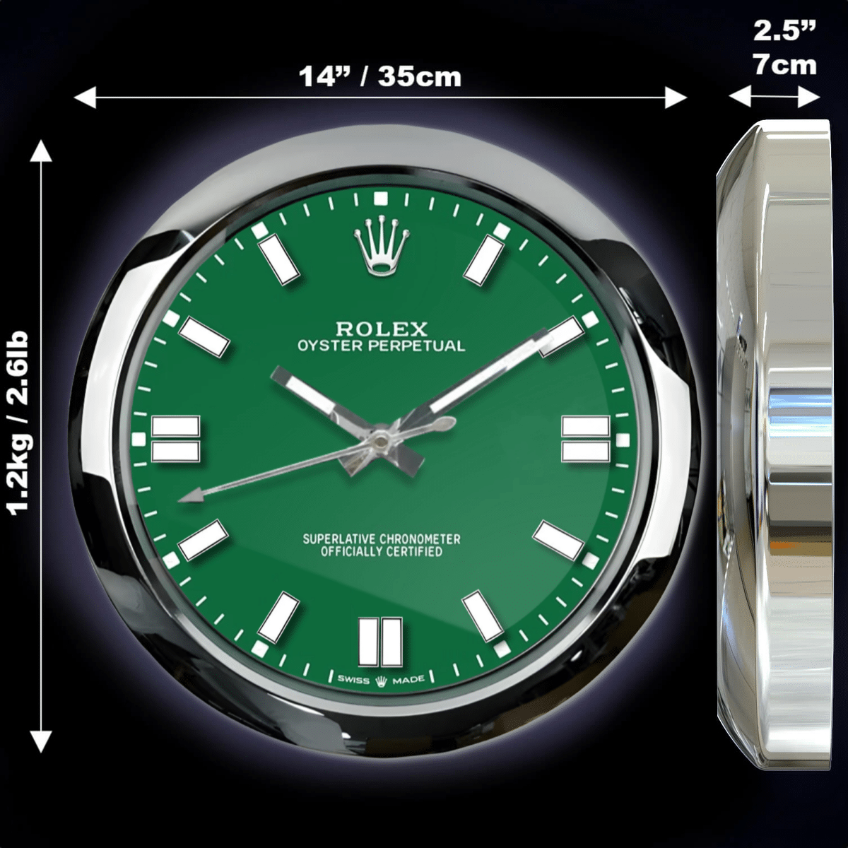 OYSTER PERPETUAL GREEN EDITION 35 CM METAL WALL CLOCK
