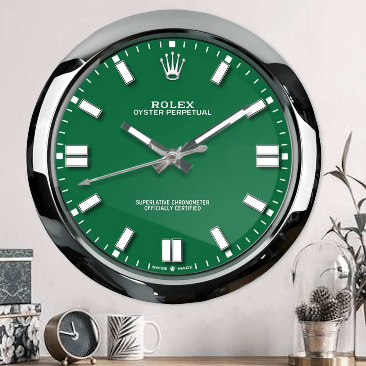 OYSTER PERPETUAL GREEN EDITION 35 CM METAL WALL CLOCK