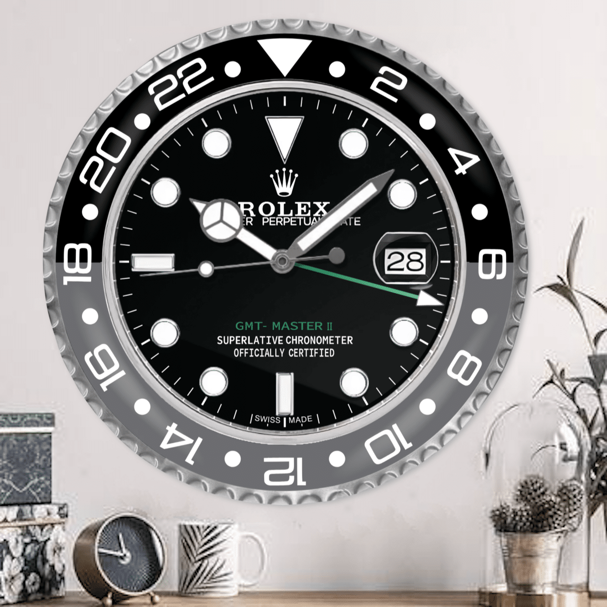 GMT MASTER II ‘BRUCE WAYNE’ EDITION 35 CM METAL WALL CLOCK