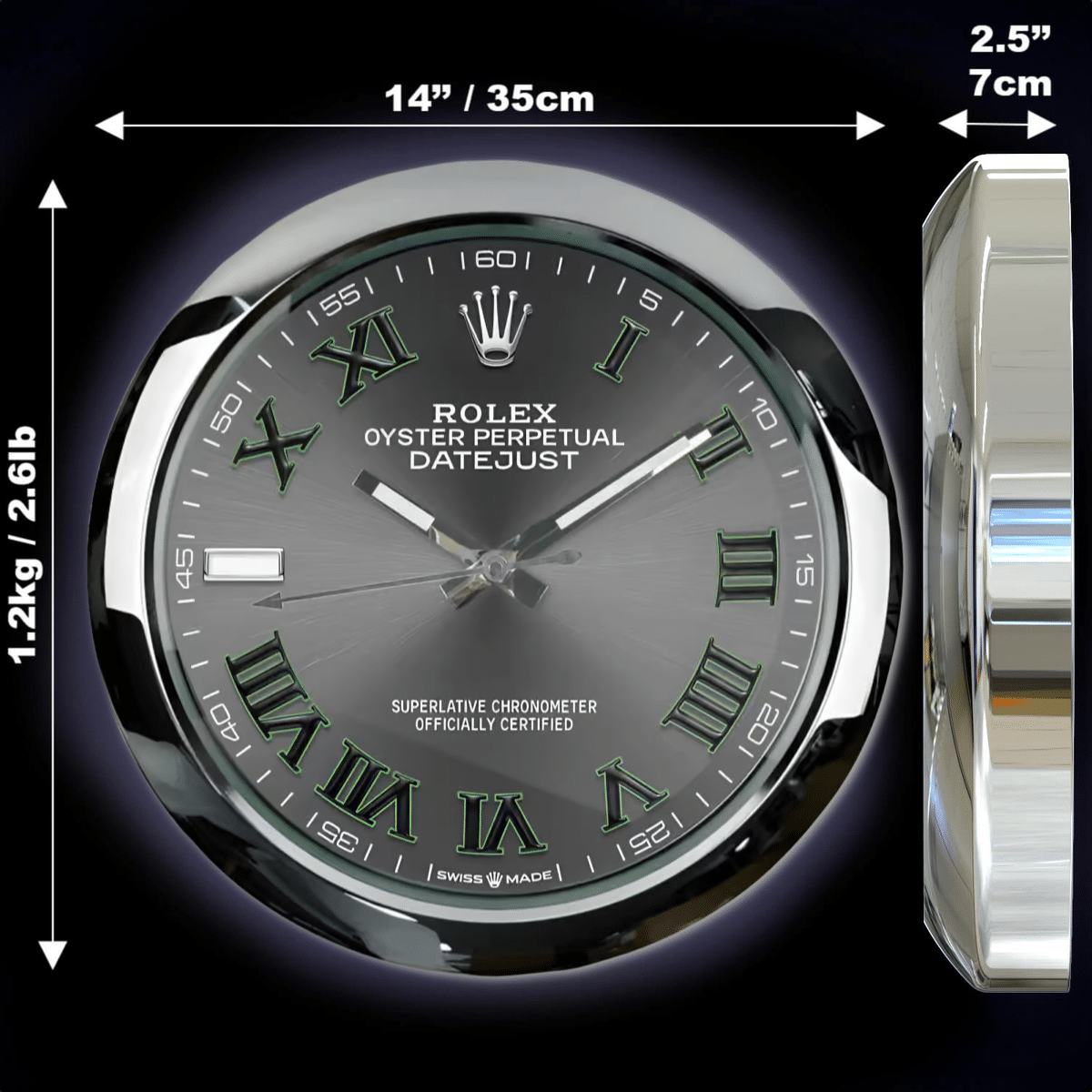 OYSTER PERPETUAL 126234 DELUXE METAL WALL CLOCK 35 CM