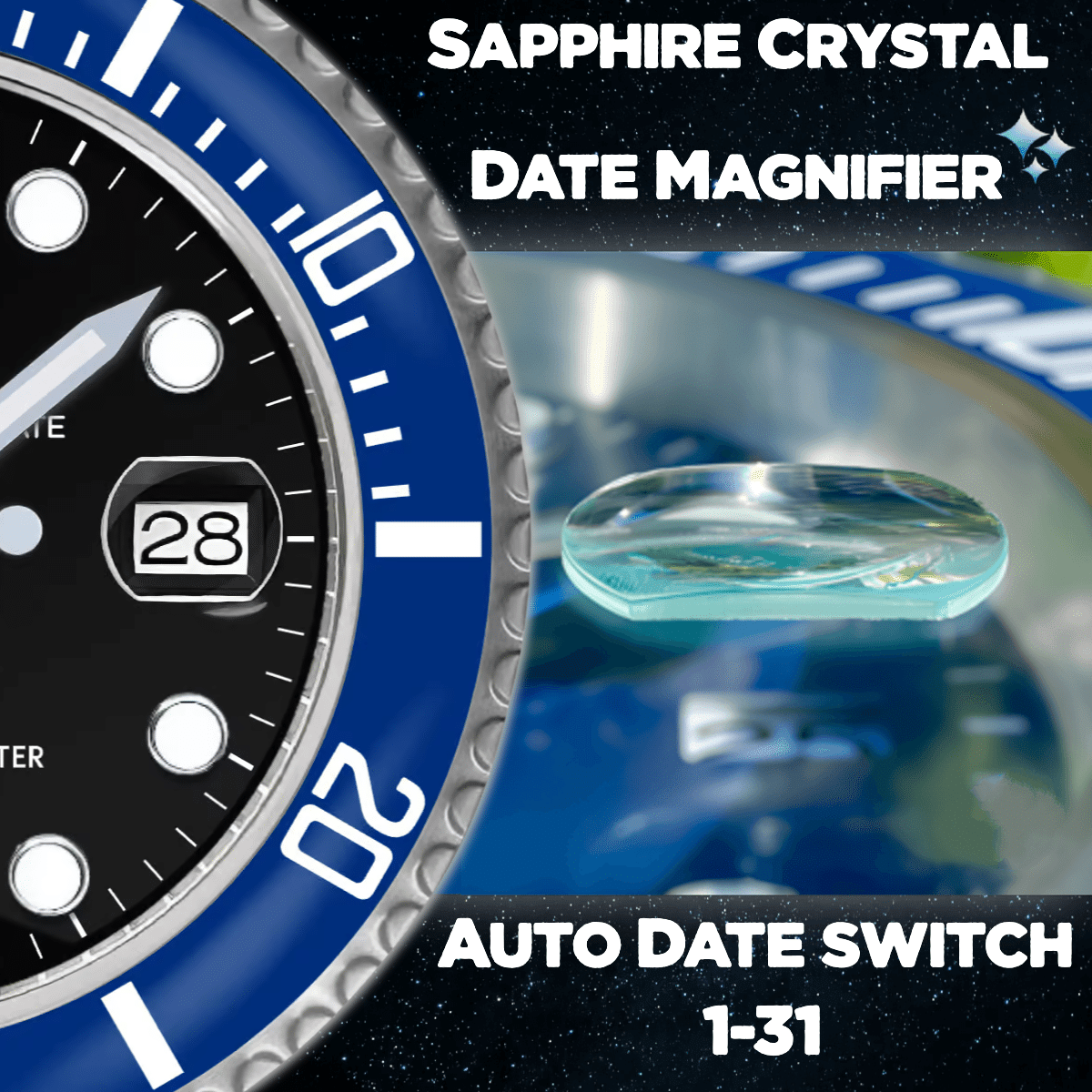 SUBMARINER BLUE/BLACK EDITION 35 CM DELUXE METAL WALL CLOCK