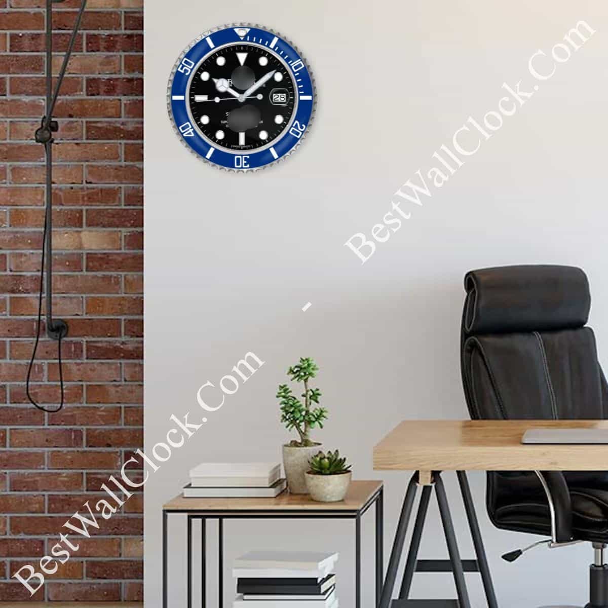 SUBMARINER BLUE/BLACK EDITION 35 CM DELUXE METAL WALL CLOCK