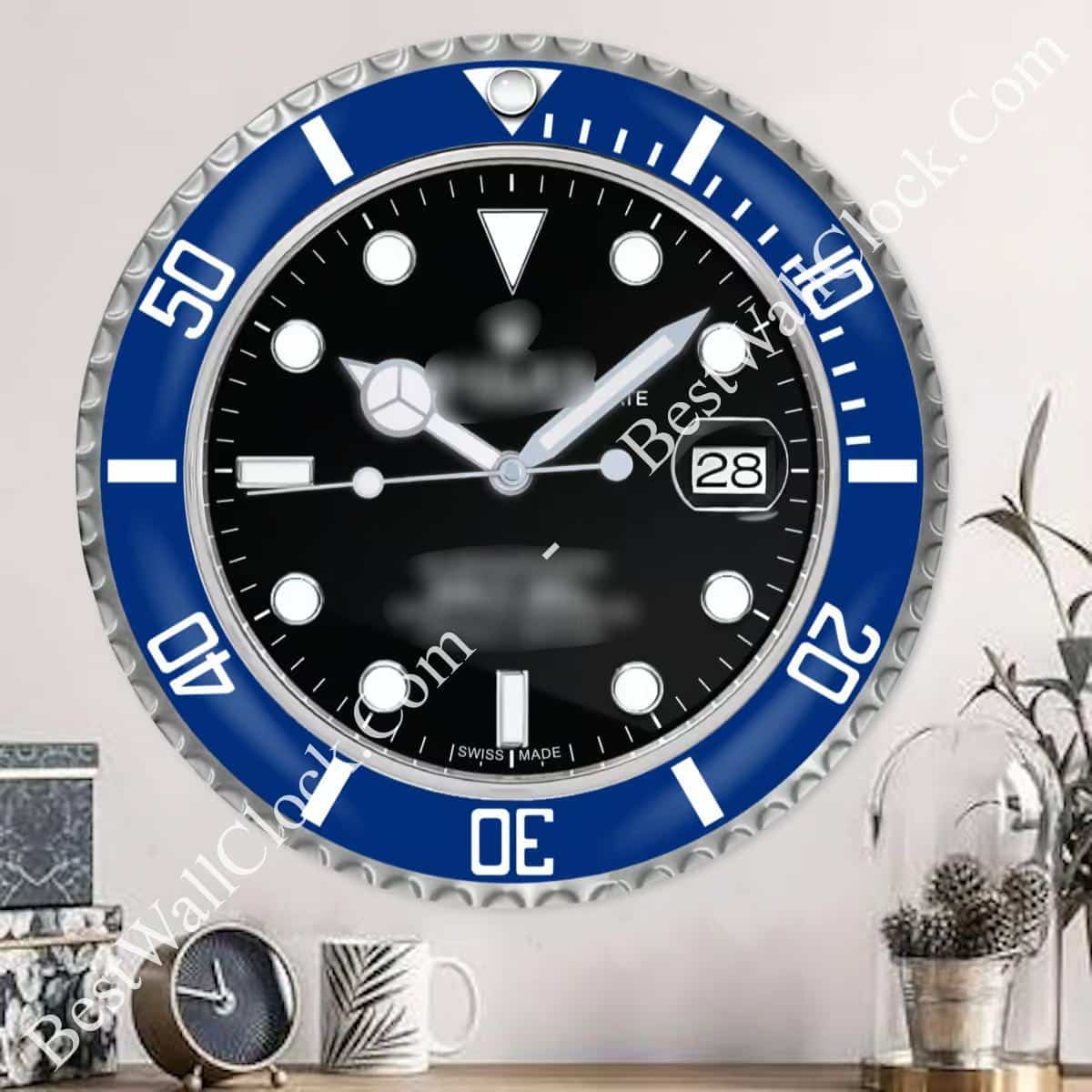 SUBMARINER BLUE/BLACK EDITION 35 CM DELUXE METAL WALL CLOCK