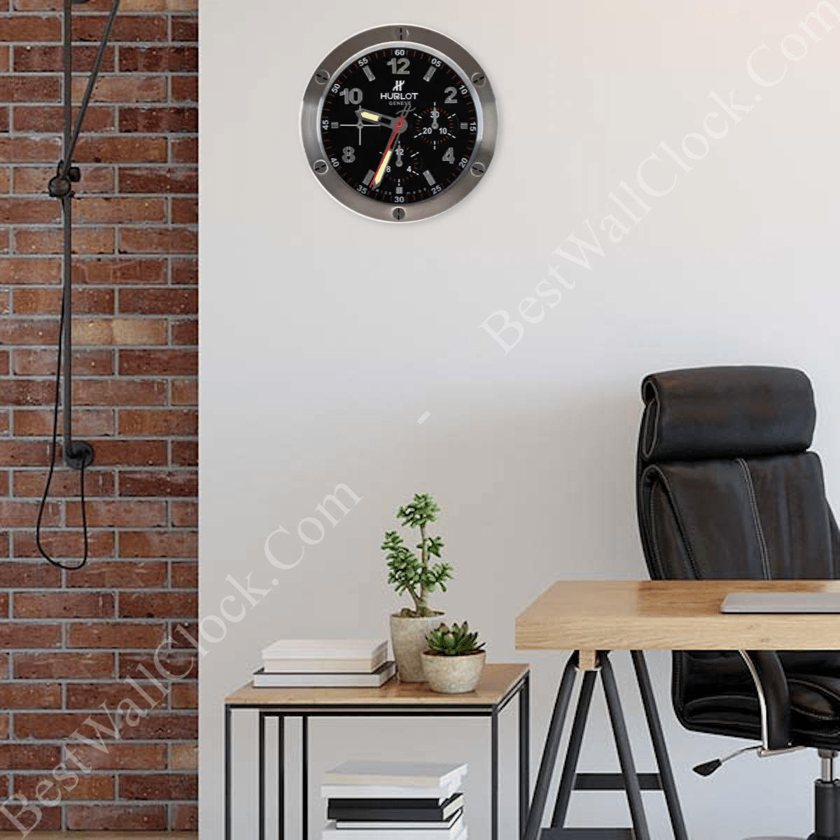 <STRONG>HUBLOT BLACK/SILVER DELUXE METAL WALL CLOCK 35 CM</STRONG>