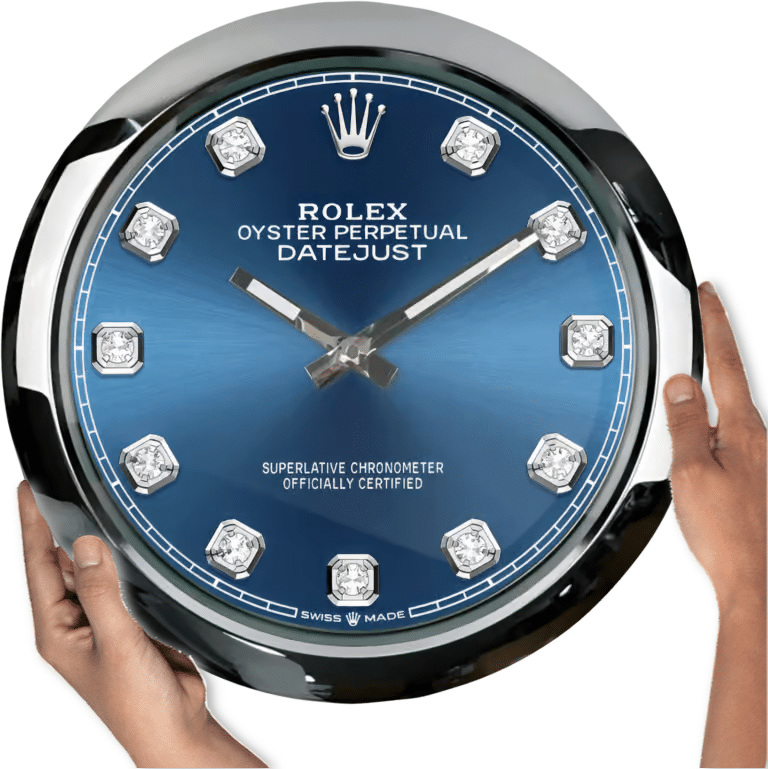 OYSTER PERPETUAL – BLUE DIAMOND EDITION 35 CM DELUXE METAL WALL CLOCK
