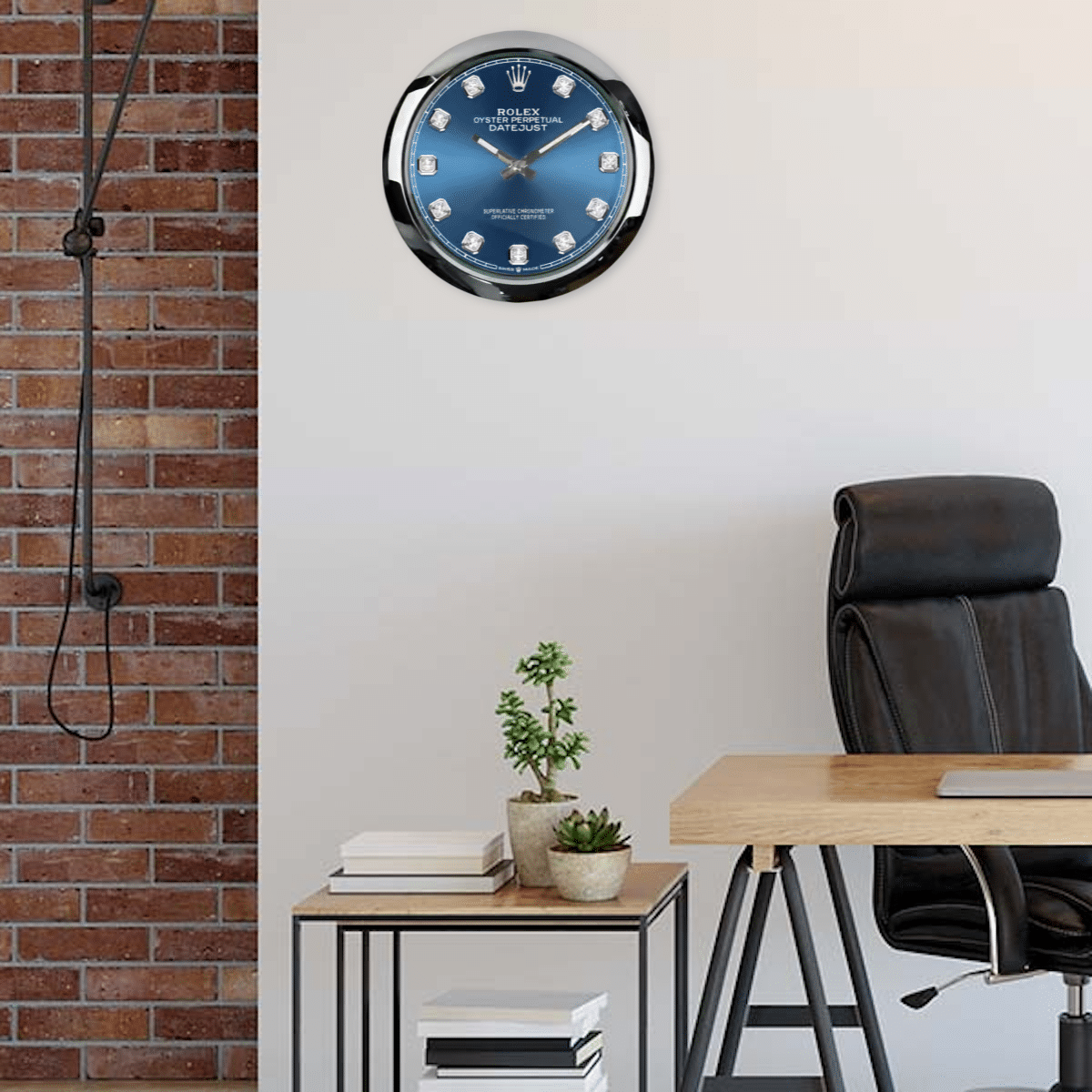 OYSTER PERPETUAL – BLUE DIAMOND EDITION 35 CM DELUXE METAL WALL CLOCK