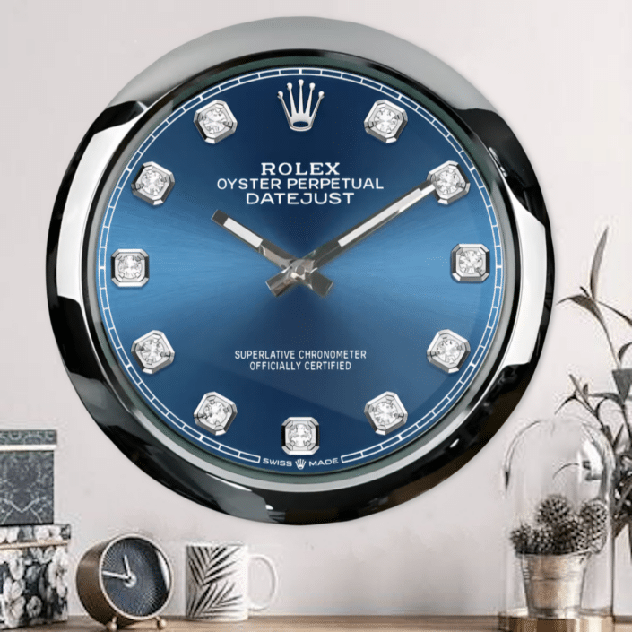 OYSTER PERPETUAL – BLUE DIAMOND EDITION 35 CM DELUXE METAL WALL CLOCK