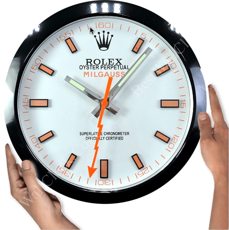 MILGAUSS BLACK – WHITE DIAL EDITION 35 CM DELUXE METAL WALL CLOCK