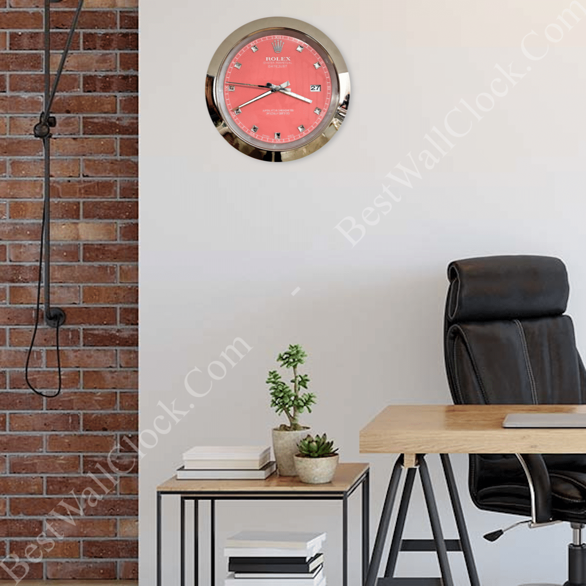 DATEJUST – CHROME – ROSE 6 DELUXE METAL WALL CLOCK, 35 CM