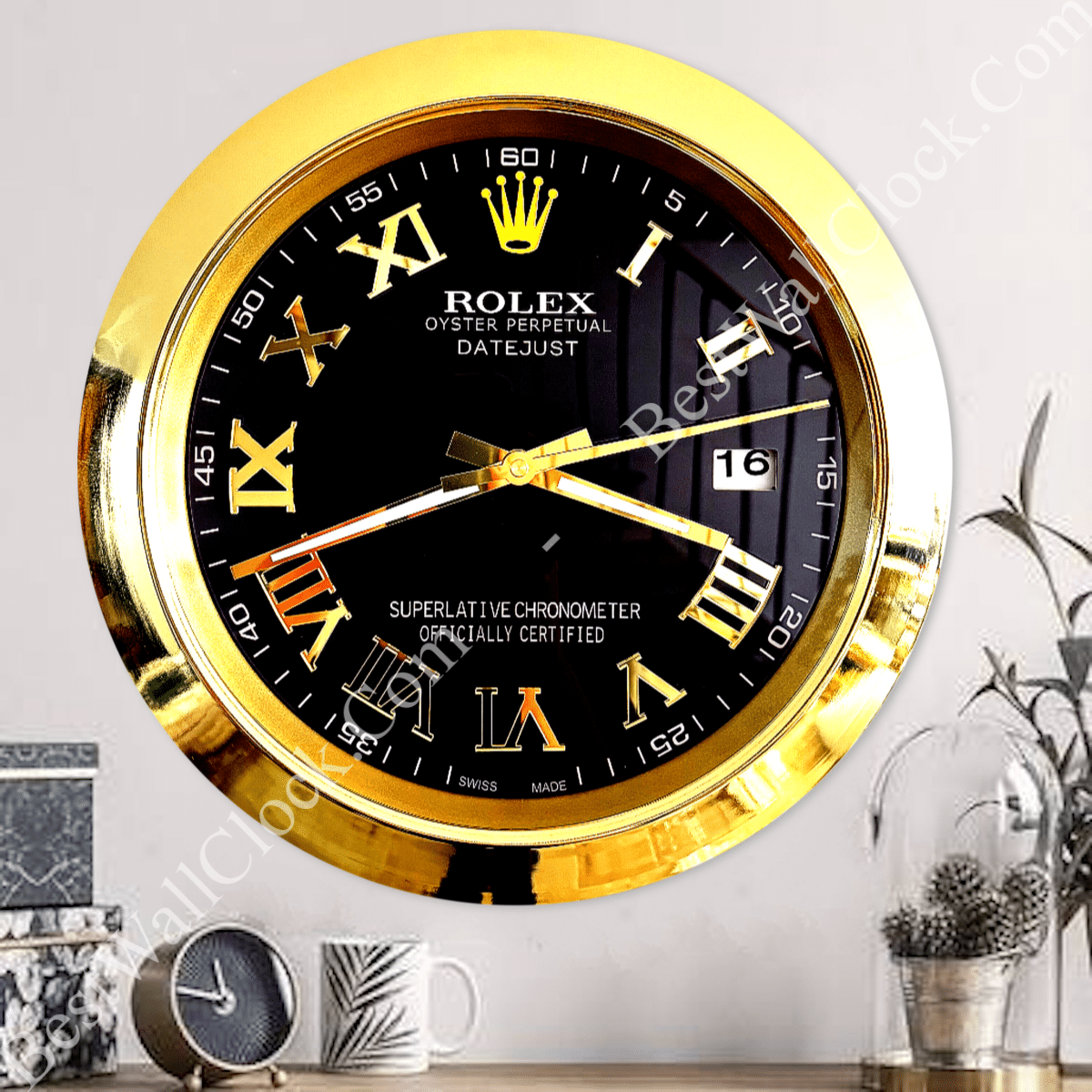 DATEJUST – GOLD-BLACK EDITION 35 CM DELUXE METAL WALL CLOCK