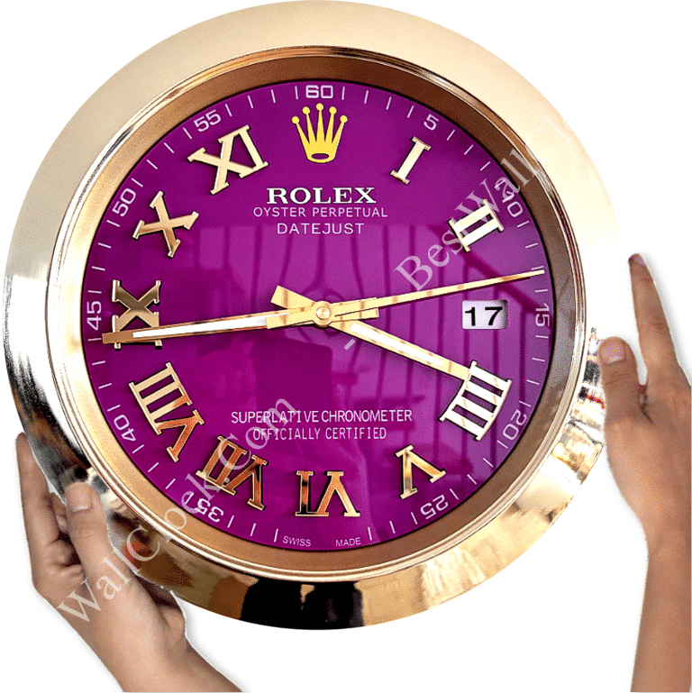 DATEJUST – GOLD – PURPLE – 2 EDITION 35 CM DELUXE METAL WALL CLOCK