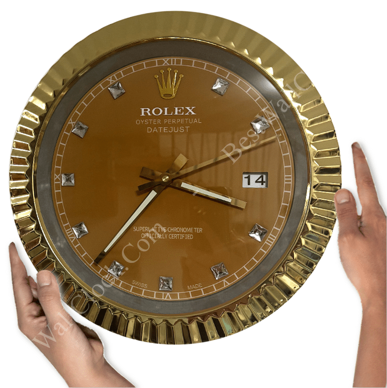 DATEJUST – ROSE GOLD – YELLOW EDITION 35 CM DELUXE METAL WALL CLOCK