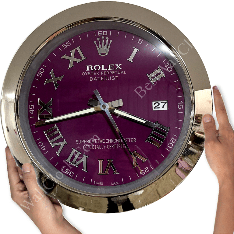 DATEJUST – SILVER – PURPLE EDITION 35 CM DELUXE METAL WALL CLOCK