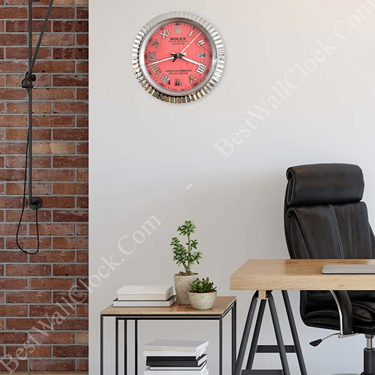 DATEJUST – ROSE SILVER – PINK EDITION 35 CM DELUXE METAL WALL CLOCK