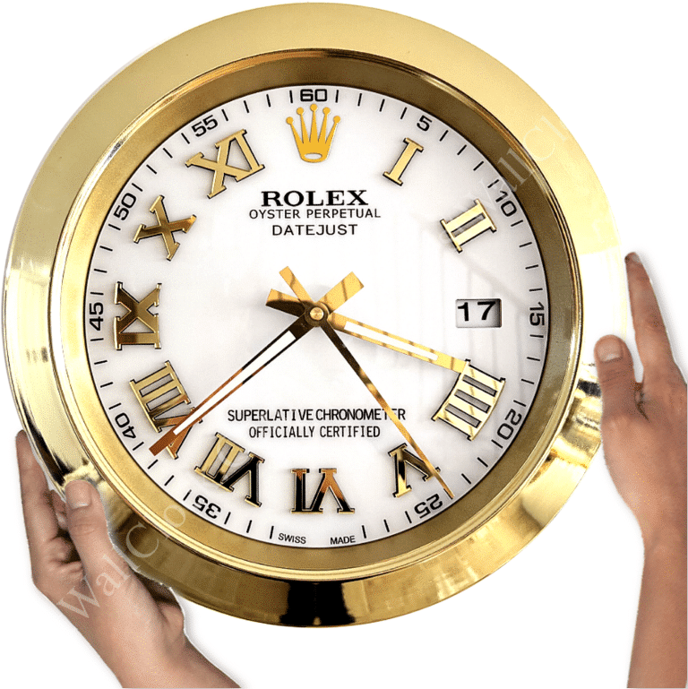 DATEJUST – GOLD – WHITE EDITION 35 CM DELUXE METAL WALL CLOCK