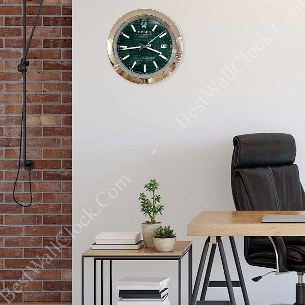 DATEJUST – SILVER – GREEN- 2 EDITION 35 CM DELUXE METAL WALL CLOCK
