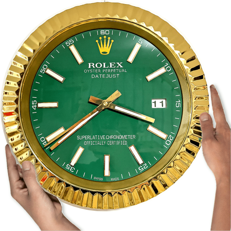DATEJUST – ROSE GOLD – GREEN- 2 EDITION 35 CM DELUXE METAL WALL CLOCK