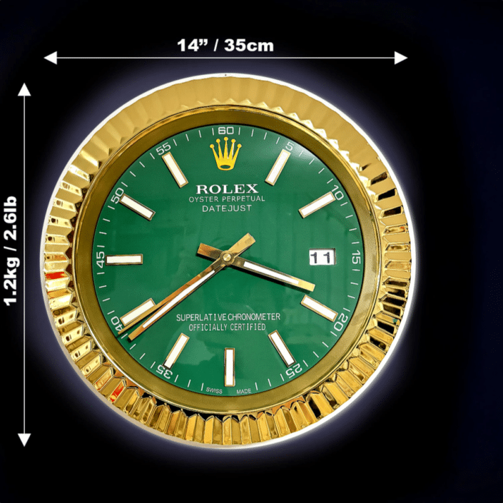 DATEJUST – ROSE GOLD – GREEN- 2 EDITION 35 CM DELUXE METAL WALL CLOCK
