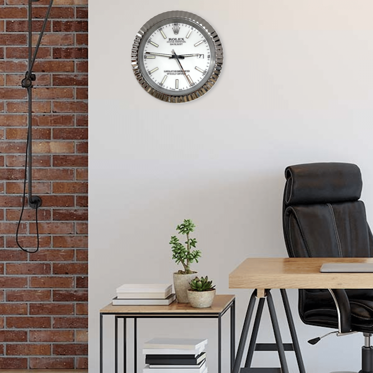 DATEJUST – ROSE SILVER – WHITE – 2 EDITION 35 CM DELUXE METAL WALL CLOCK