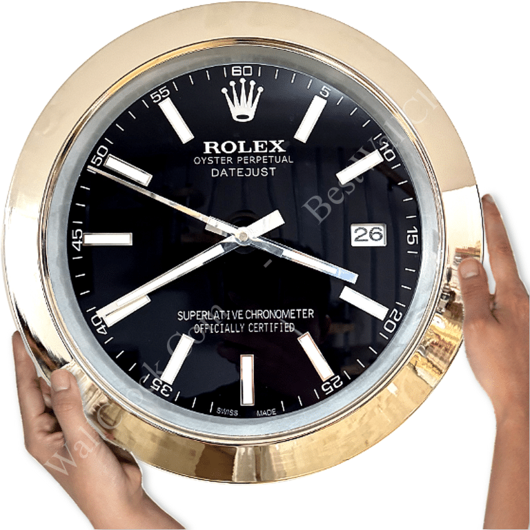 DATEJUST – SILVER – BLACK EDITION 35 CM DELUXE METAL WALL CLOCK