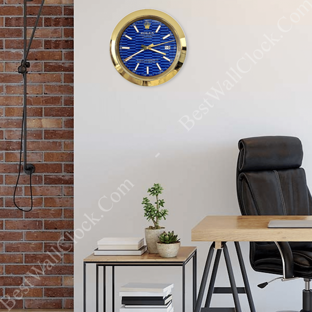 DATEJUST – GOLD – BLUE – 3 DELUXE METAL WALL CLOCK 35 CM